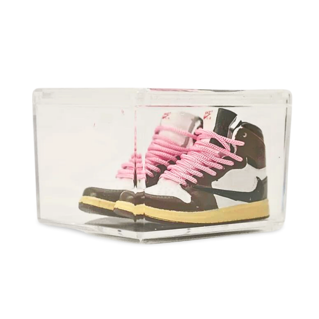 Miniature Sneakers - Nike Air Jordan 1 x Travis Scott Mocha (pink laced)