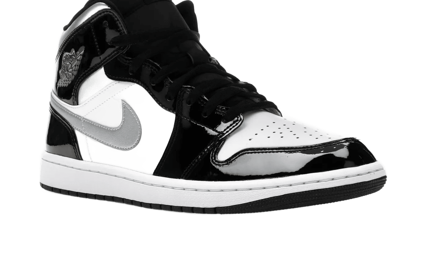 Nike Air Jordan 1 Mid SE Patent Black White Metallic Silver Metallic Gold - HV0789-010